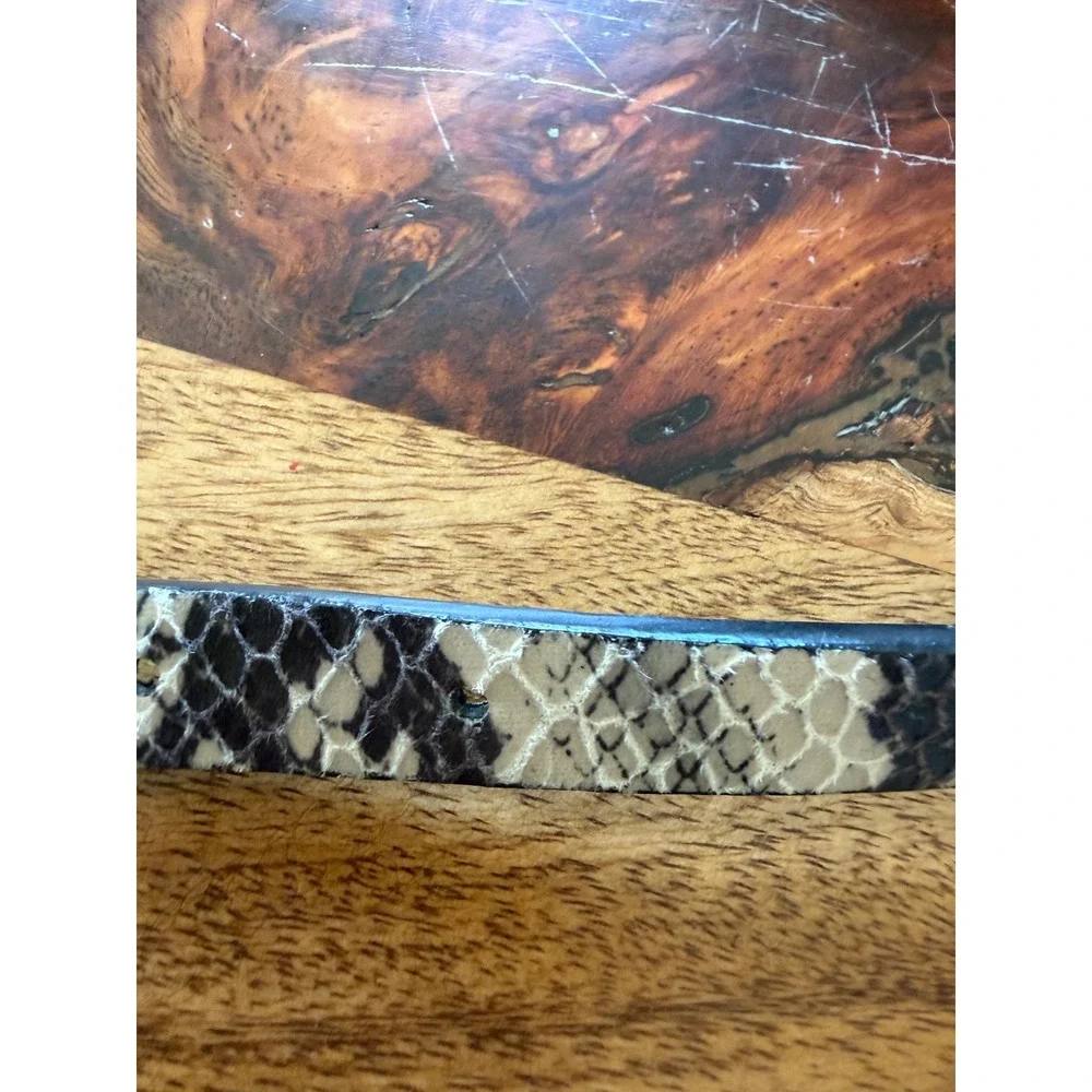 Gap Womens Skinny Snakeskin Print Belt Grey Black Silver Buckle Size S